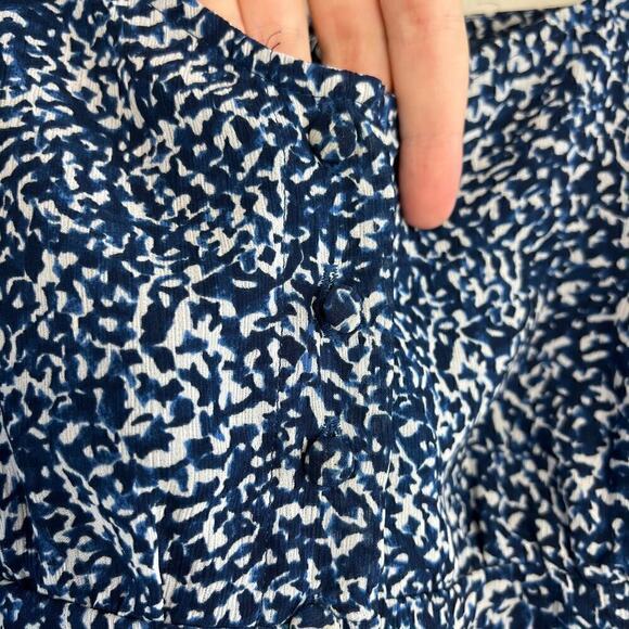 Madewell Blue Indigo Bengali Blockprint Chiffon Sweetheart Lined Blouse Size 2 - Picture 5 of 8